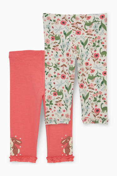 Enfants filles - Lot de 2 - leggings capri - rose