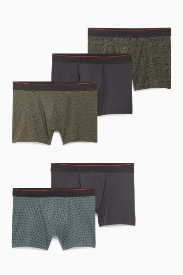 Hommes - Lot de 5 - boxers - vert foncé