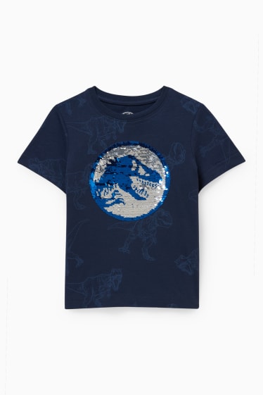 Enfants garçons - Jurassic World - T-shirt - effet brillant - bleu foncé