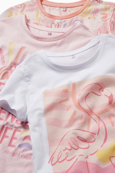 Bambine - Confezione da 3 - pigiama con pantaloni corti - 6 pezzi - rosa