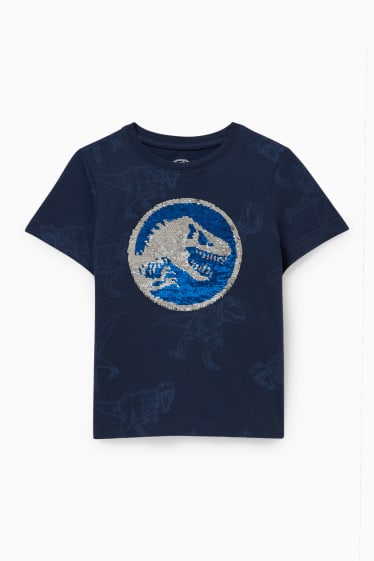 Enfants - Jurassic World - T-shirt - effet brillant - bleu foncé