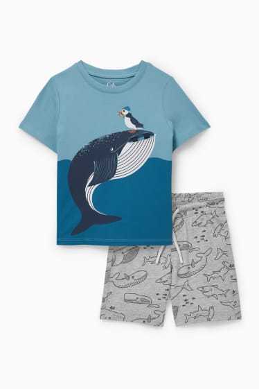 Bambini - Set - maglia a maniche corte e shorts - 2 pezzi - turchese