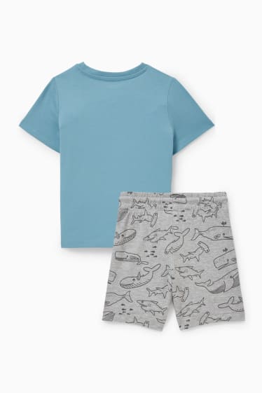 Kinder - Set - Kurzarmshirt und Shorts - 2 teilig - türkis