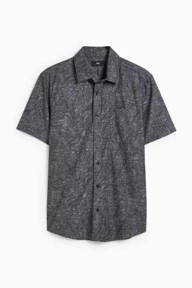 Heren - Overhemd - regular fit - kent - met patroon - antraciet