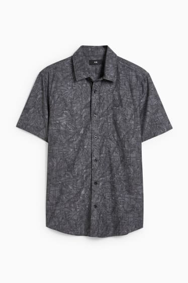 Hommes - Chemise - regular fit - col kent - à motif - gris anthracite