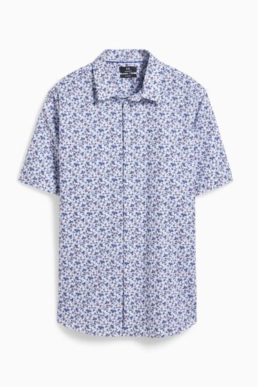 Heren - Overhemd - regular fit - kent - gemakkelijk te strijken  - blauw / wit