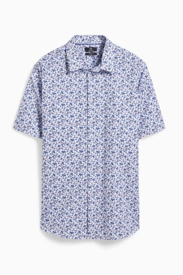 Heren - Overhemd - regular fit - kent - gemakkelijk te strijken - blauw / wit