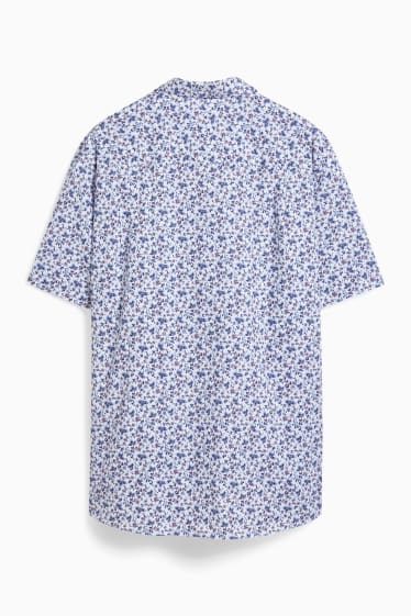 Heren - Overhemd - regular fit - kent - gemakkelijk te strijken - blauw / wit