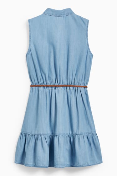 Enfants - Robe-chemisier à ceinture - bleu clair