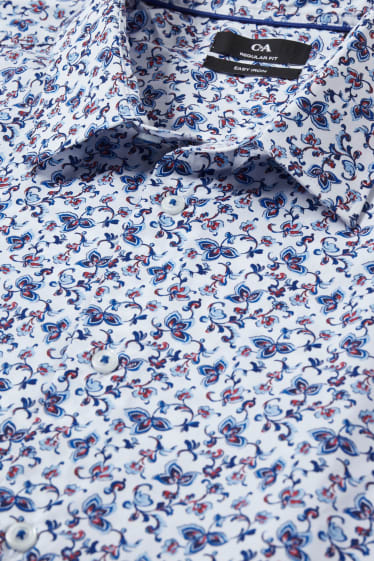 Heren - Overhemd - regular fit - kent - gemakkelijk te strijken - blauw / wit
