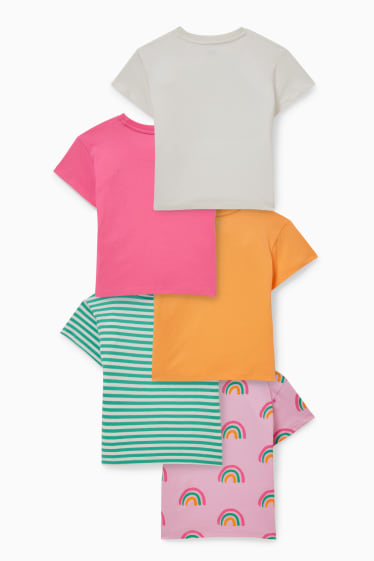 Kinderen - Set van 5 - T-shirt - fuchsiarood