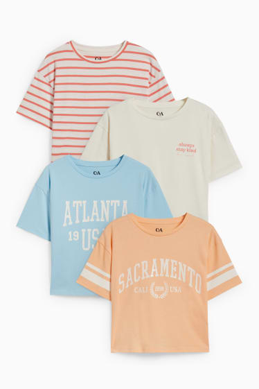 Enfants filles - Lot de 4 - T-shirts - blanc crème