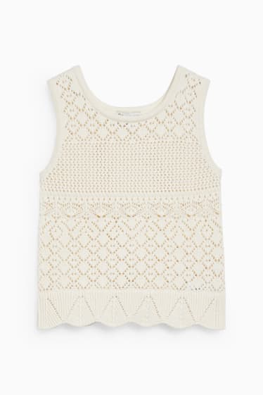 Bambine - Top in maglia - bianco crema