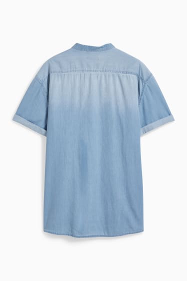 Pánské - Džínová košile - regular fit - stojáček - džíny - světle modré