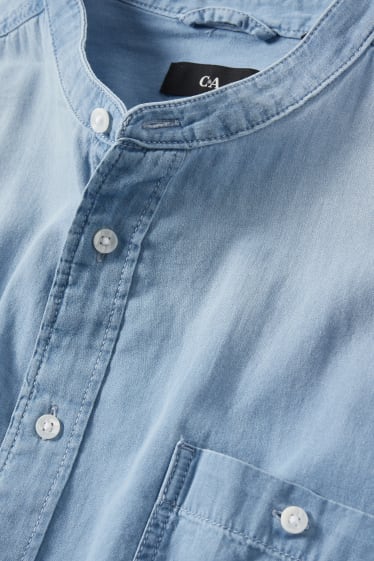 Mężczyźni - Koszula dżinsowa - regular fit - stójka - dżins-jasnoniebieski