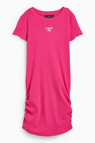 Kinderen - T-shirt-jurk - donker rose