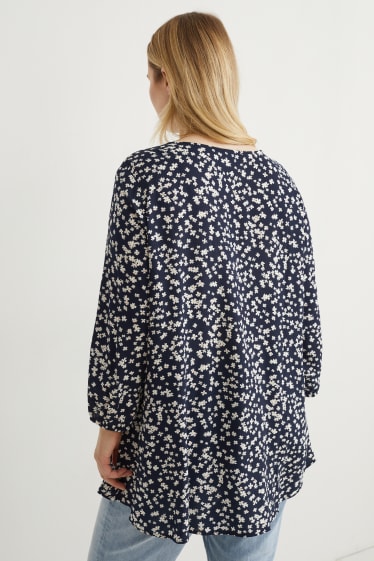 Donna - Blusa - a fiori - blu scuro