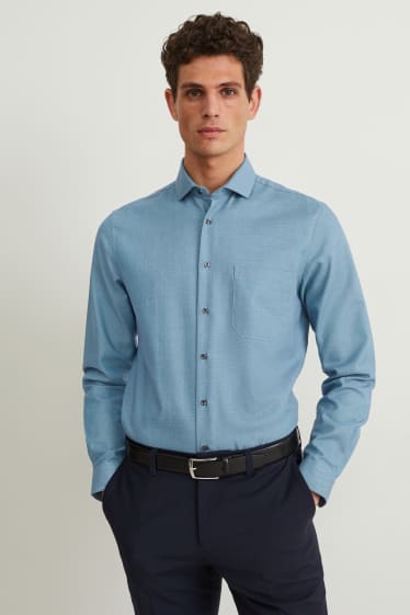 Hommes - Chemise de bureau - regular fit - col cutaway - facile à repasser - vert