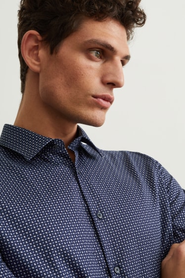 Home - Camisa formal - slim fit - coll kent - fàcil de planxar - blau fosc