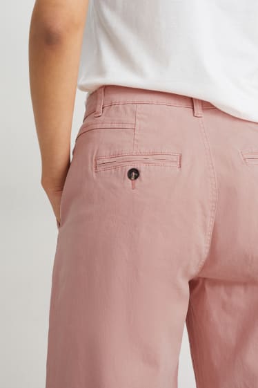 Femei - Pantaloni culotte - talie înaltă - wide leg - roz