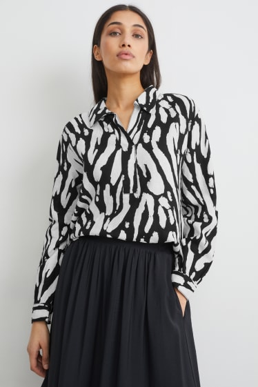 Femmes - Chemisier - à motifs - blanc / noir