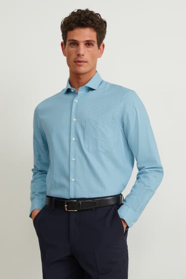 Hommes - Chemise de bureau - regular fit - col cutaway - facile à repasser - turquoise