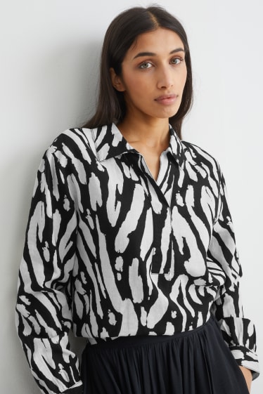 Femmes - Chemisier - à motifs - blanc / noir