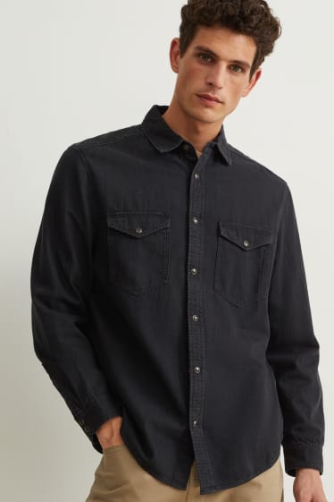 Hommes - Chemise en jean - regular fit - col kent - jean gris foncé