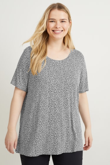 Femmes - T-Shirt - à pois - noir / gris