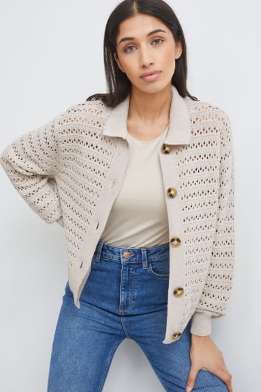 Dames - Gebreid vest - beige