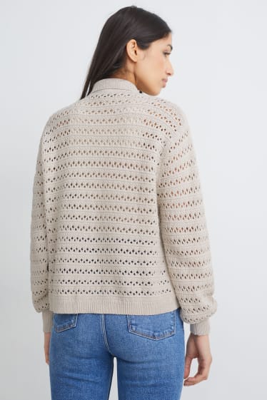 Dames - Gebreid vest - beige