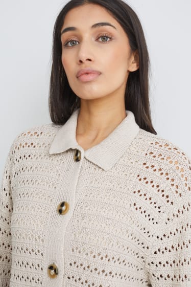 Dames - Gebreid vest - beige