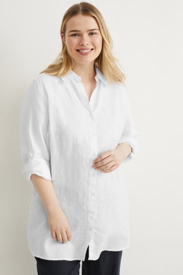 Women - Linen blouse - white