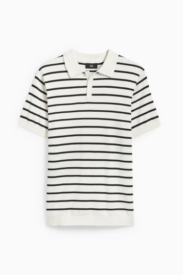 Bărbați - Tricou polo - cu dungi - alb-crem