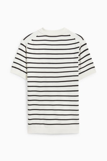 Bărbați - Tricou polo - cu dungi - alb-crem