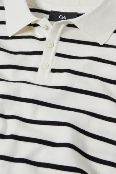 Bărbați - Tricou polo - cu dungi - alb-crem
