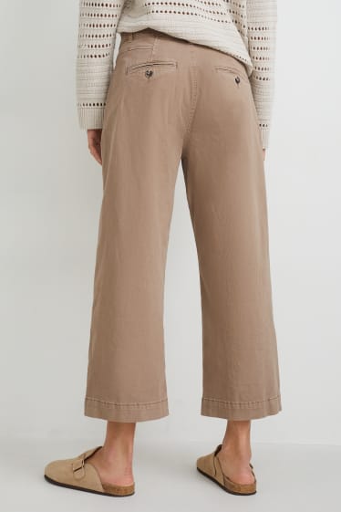 Femei - Pantaloni culotte - talie înaltă - wide leg - maro deschis