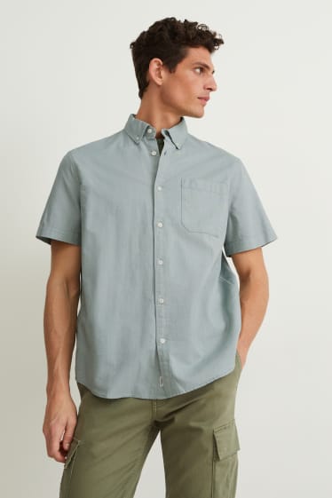 Men - Shirt - regular fit - button-down collar - green