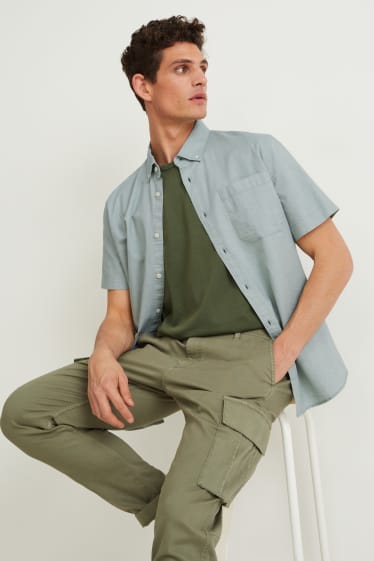 Men - Shirt - regular fit - button-down collar - green