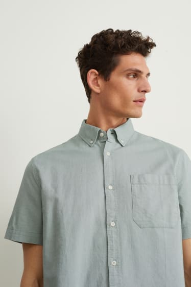 Men - Shirt - regular fit - button-down collar - green