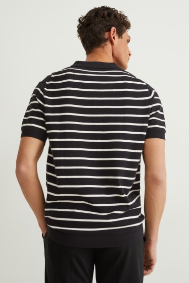 Herren - Poloshirt - gestreift - schwarz