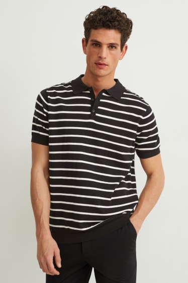 Herren - Poloshirt - gestreift - schwarz