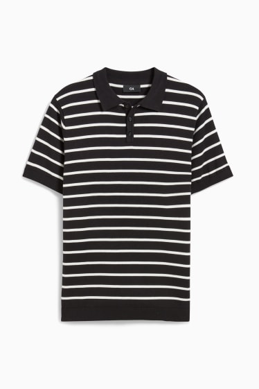 Herren - Poloshirt - gestreift - schwarz
