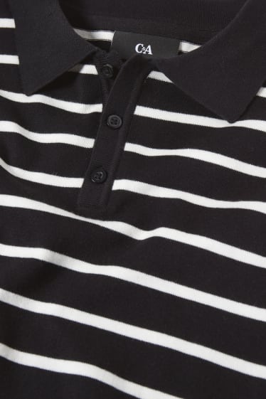 Herren - Poloshirt - gestreift - schwarz