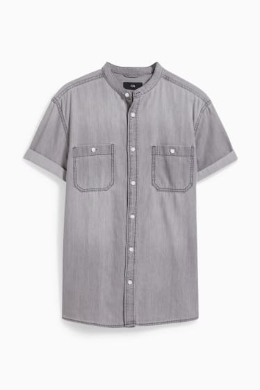 Home - Camisa - regular fit - coll alçat - gris jaspiat