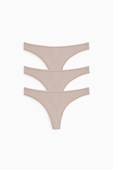 Dames - Set van 3 - string - LYCRA® - licht beige