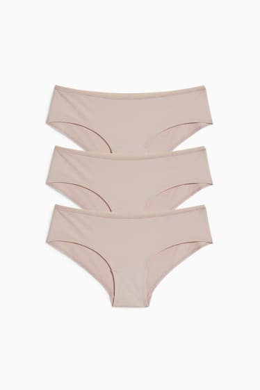 Mujer - Pack de 3 - hipsters - LYCRA® - beige claro