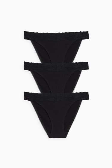 Dames - Set van 3 - slip - zwart