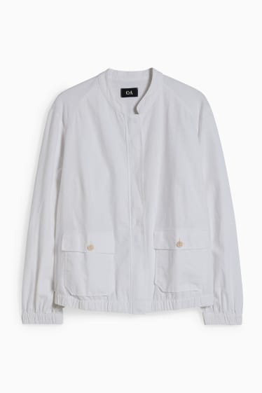 Women - Bomber jacket - linen blend - white