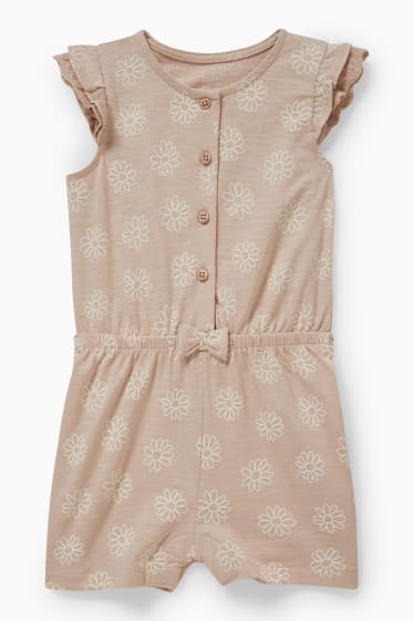 Baby Mädchen - Baby-Jumpsuit - geblümt - beige